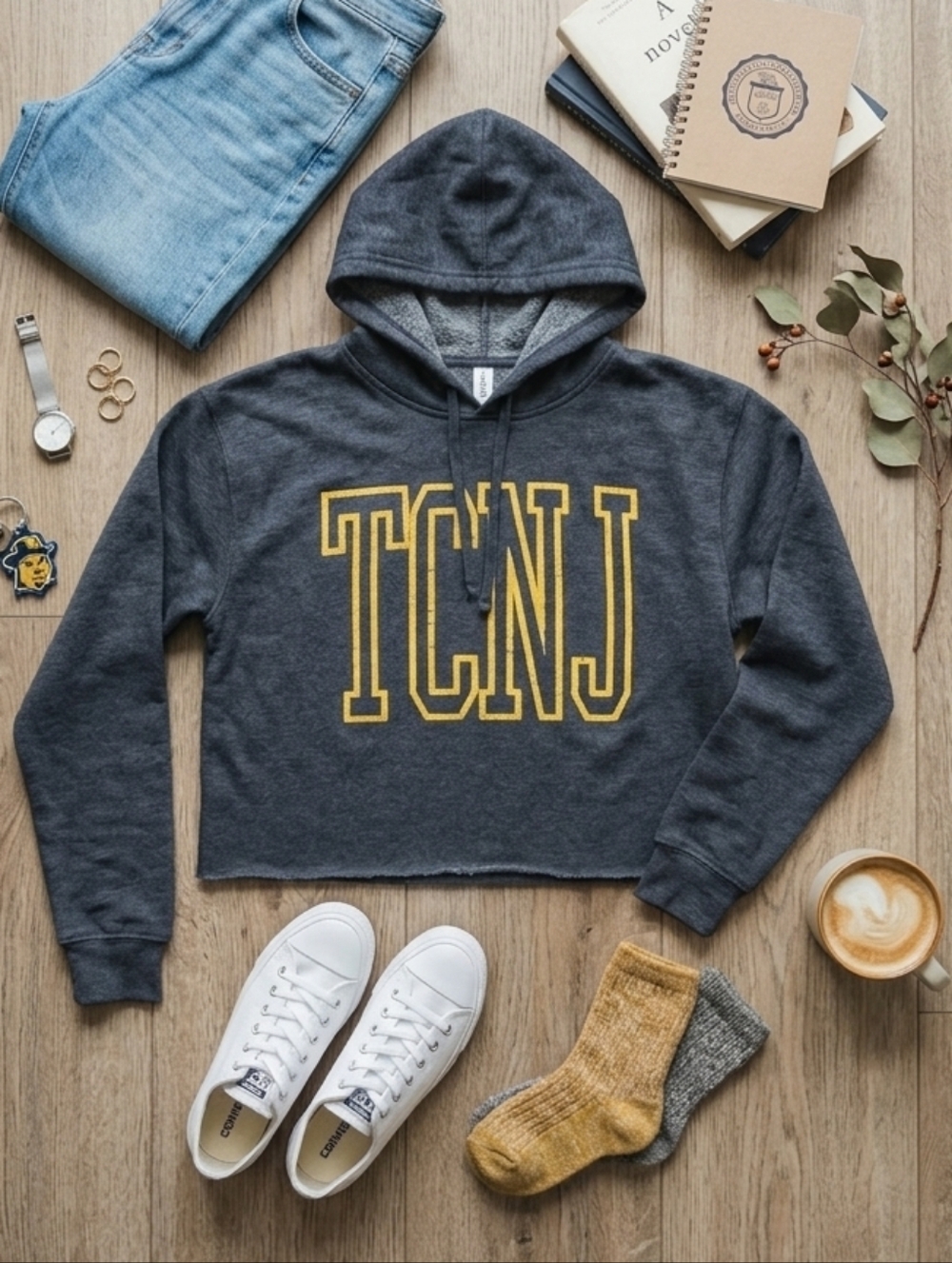 Blue 84 TCNJ Cropped Graphic Hoodie